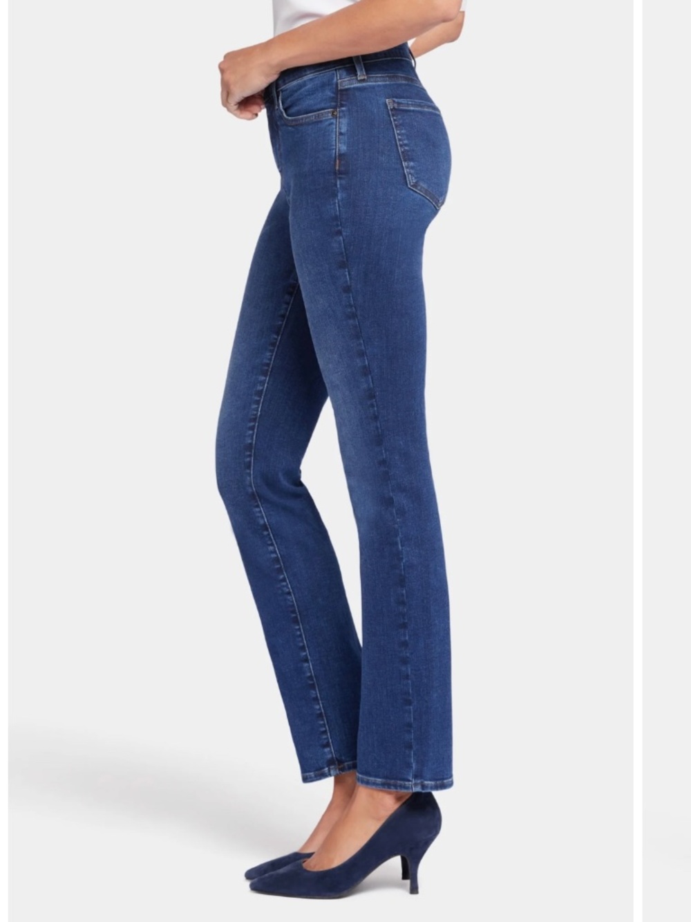 NYDJ Skinny Sheri Sz 10 Blue Denim Jeans Stretch Distressed Slim Soft Worn-in